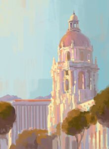 pasadena city hall illustration art by Brian Cho Studio.
